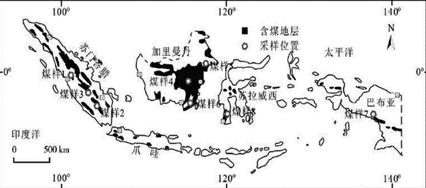 图1：印度尼西亚的含煤盆地分布