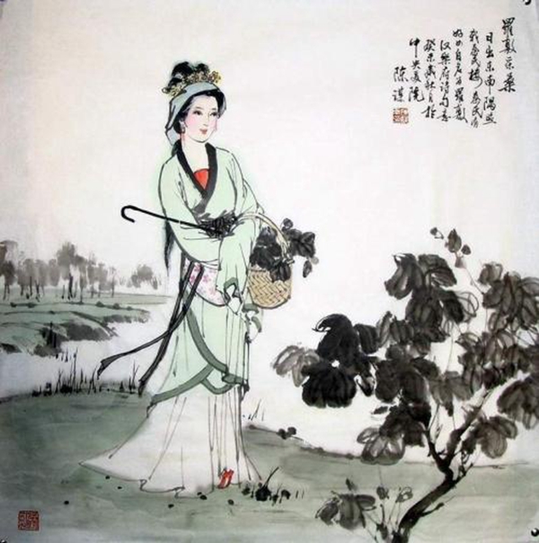 于是能劳作会妆扮的采桑女成了丝绸的经典"代言人".