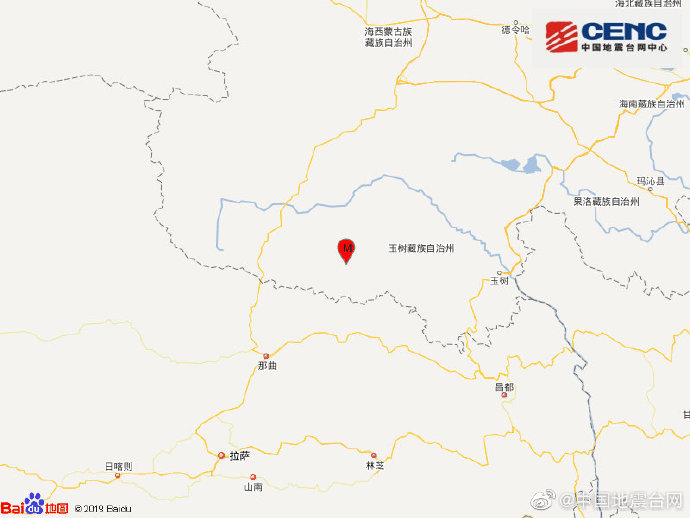 玉树大地震:青海玉树州杂多县发生3.6级地震 震源深度7千米 图片来源:国家地震台网官方微博