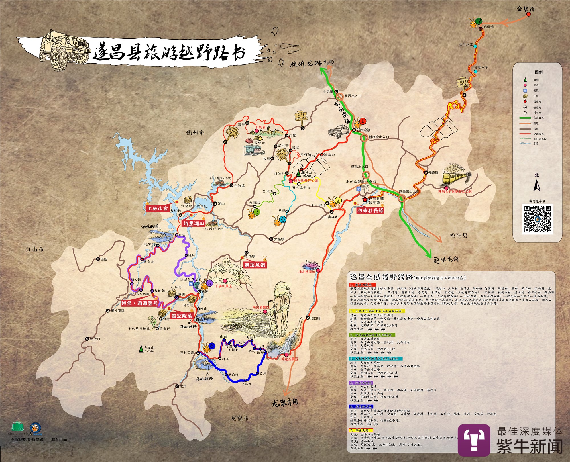 开辟的主线是一条围绕遂昌全域的180公里自驾游路线,叫做"浙西川藏线"