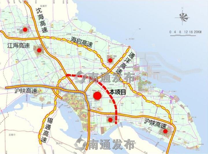 是南通市高速公路网规划"一环通苏南,二环接浦西,三环连浦东"中的"