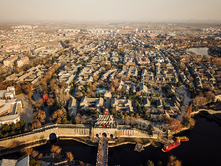 山东枣庄:航拍台儿庄古城美景一个寻梦的地方