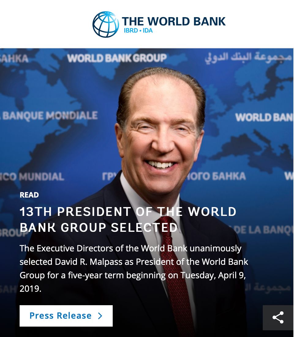马尔帕斯于4月9日正式就职世行行长 马尔帕斯 新浪财经 新浪网