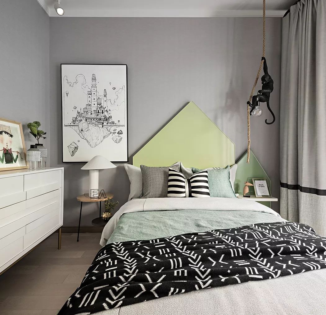 105㎡现代简约，灰度与绿意，装出简约的生机