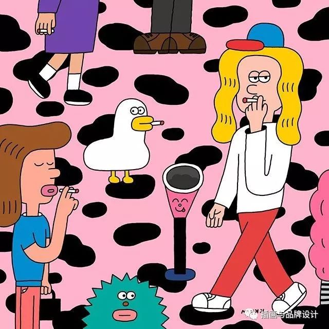 插画丨色彩鲜艳的搞怪小人儿热闹有趣的气氛她的画简直就是好心情制造