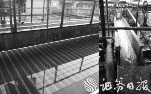 图为仍在做事中的总浑水处理池