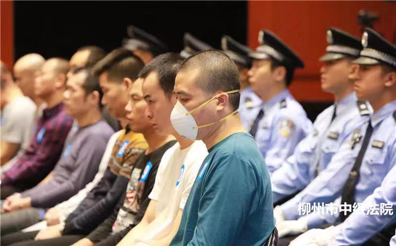 10月15日，犯罪嫌疑人张加爱、覃春团等11名被告人受审。图片来自柳州中院
