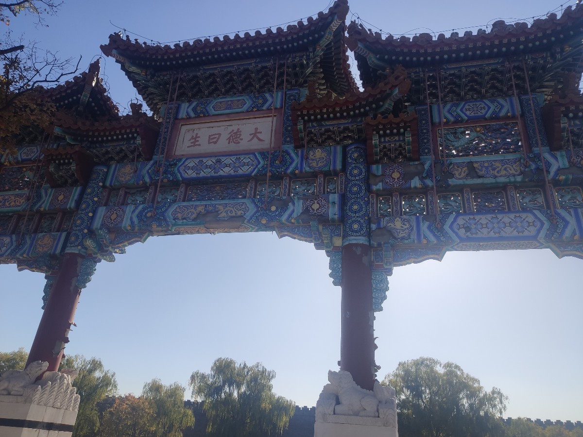 大杀风景没主儿的大德曰生牌楼漆快掉光了