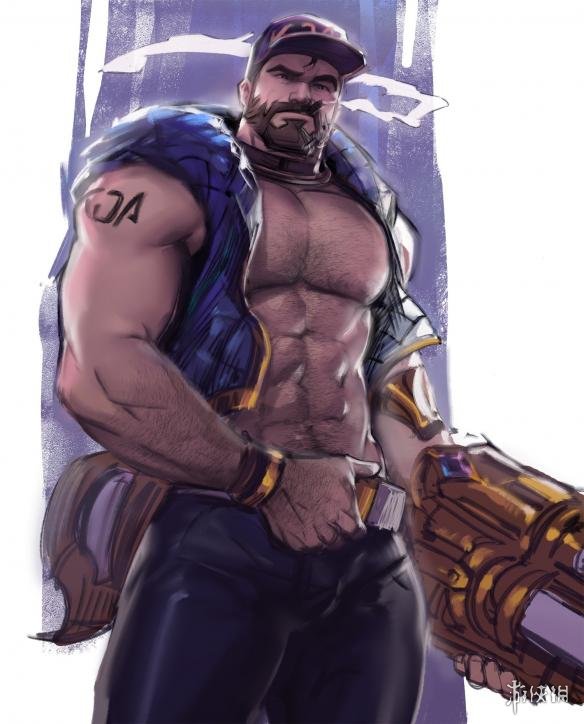 玩家绘制英雄联盟kda男团海报男枪霸气布隆搔首弄姿