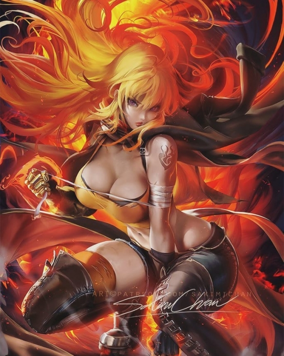 sakimichan的同人作品不仅将人物原有的标志性服装及