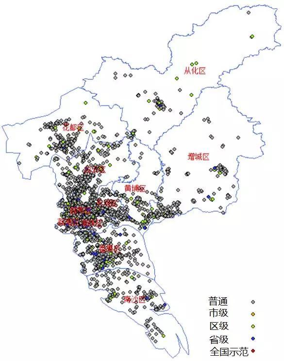 更加直觀,形象地感受下廣州日常生活配套分佈情況