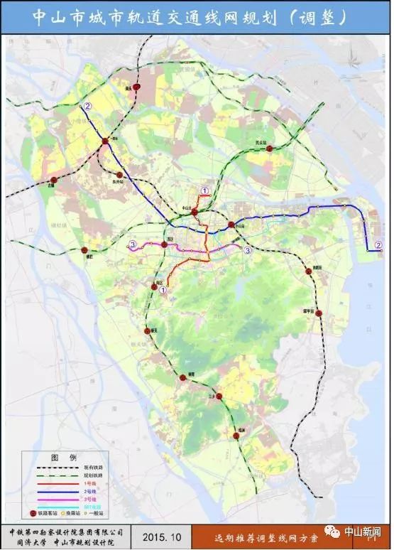 通过《中山市城市轨道交通线网规划远景方案示意图》,市内7条路线走向