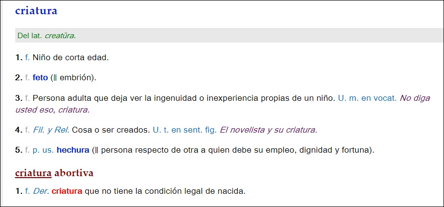 截图：西班牙皇家学院字典