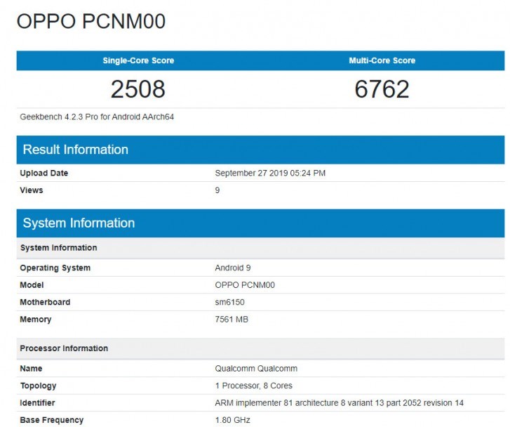 OPPO K5跑分数据曝光,疑似搭载骁龙730G...
