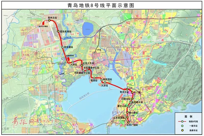 地铁8号线平面示意图。