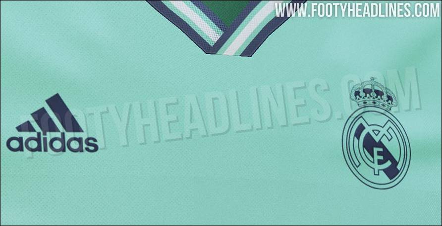 皇马下赛季第三球衣曝光:以薄荷绿为主色调的