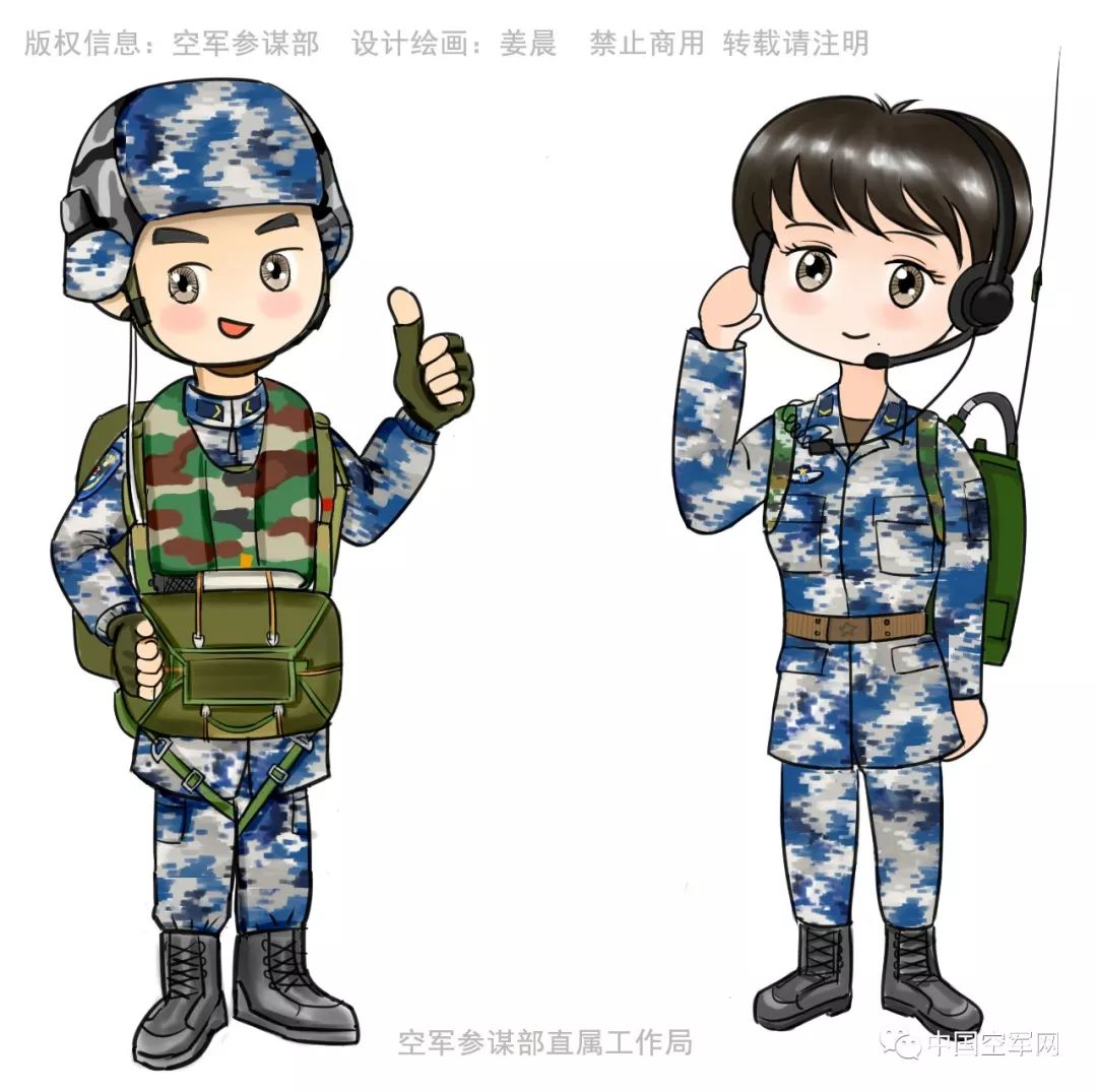 初期作品包括着空军常服,礼宾服,迷彩服,飞行服,防化服等在内的14套