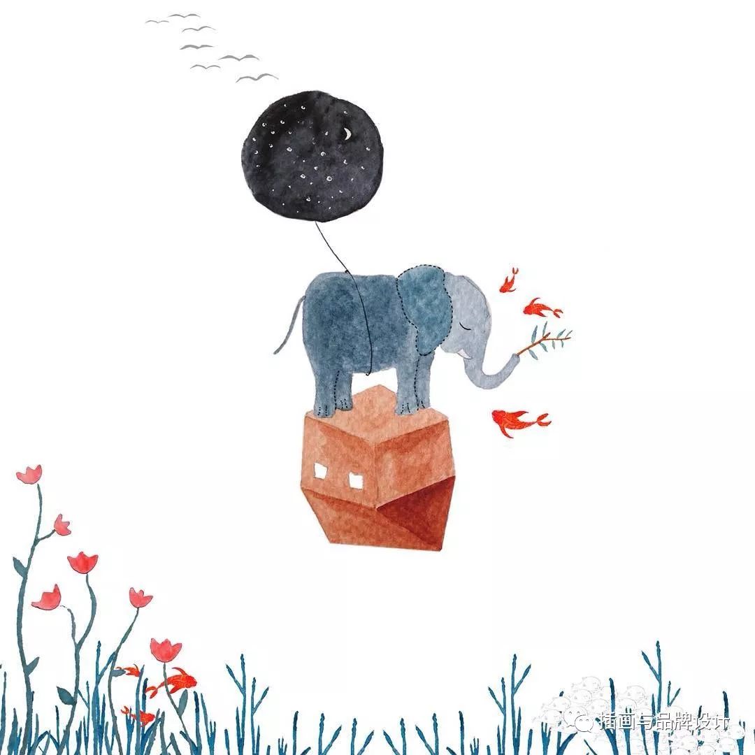 手绘丨用水彩画出最具幻想的童趣插画每张好像都在诉说一个小故事