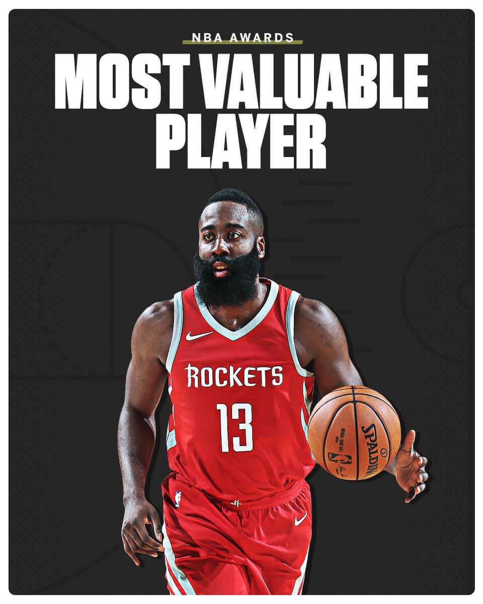 感恩图报哈登生涯首获mvp戈贝尔成最佳防守球员