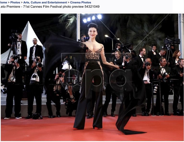 赵欣赢了戛纳电影节红毯,受官方礼遇保安护场媒体抢拍!