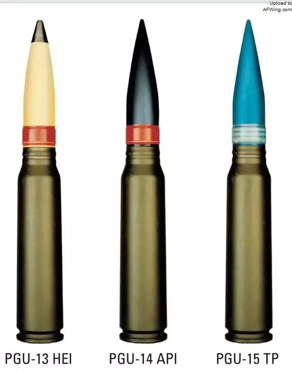 弹通用电气在参考厄利孔30x173毫米304 rk炮弹后研制出三种30毫米弹药