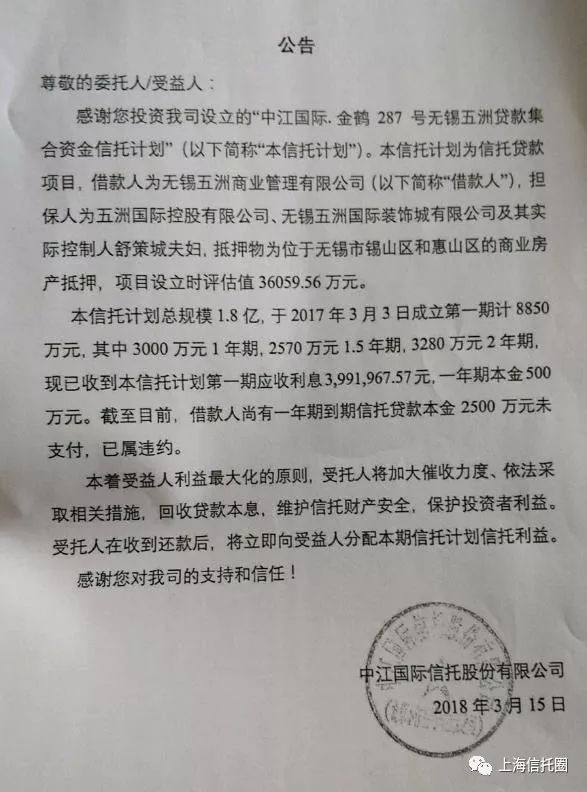 萝卜章事件未了中江信托又爆雷金鹤287号违约