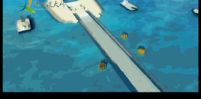  人工岛建造模拟图 视频来源：港珠澳大桥管理局网站