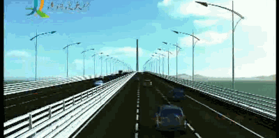  桥上行驶模拟图 视频来源：港珠澳大桥管理局网站