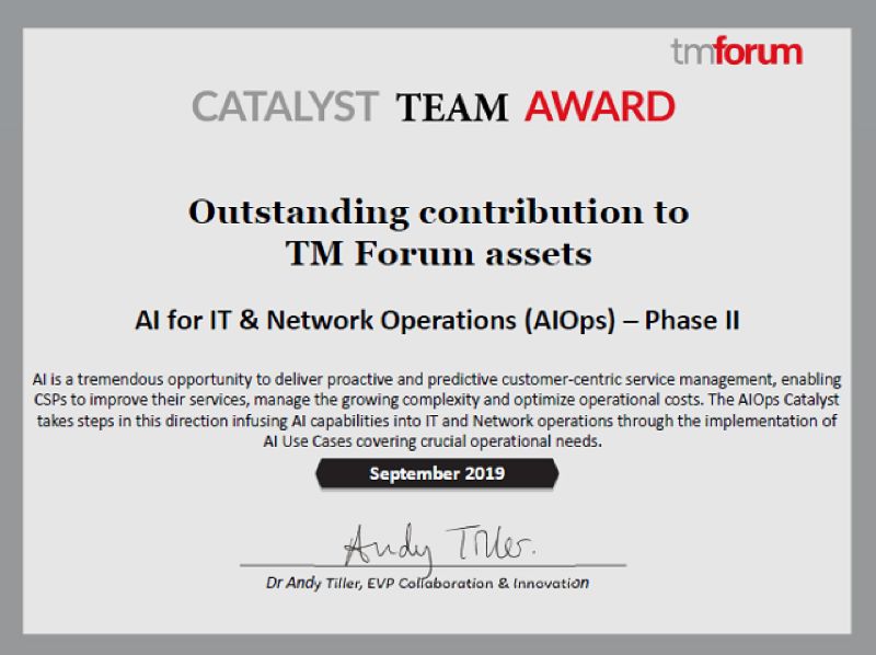 信AIOps项目荣获TM Forum杰出贡献奖,打响国