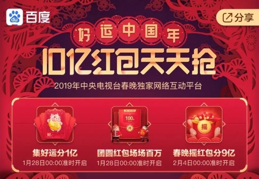 春节红包大战开始!支付宝发5亿,百度发10亿!腾