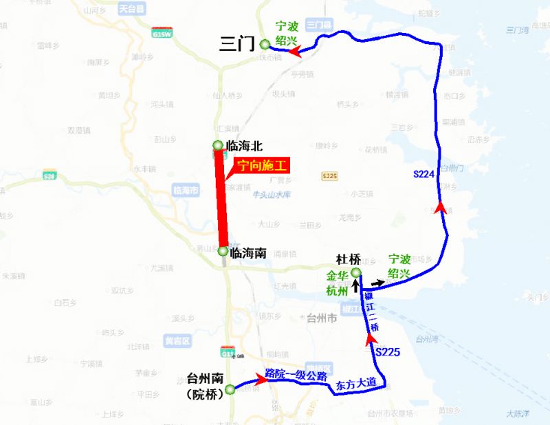 (3)院橋,路橋往寧波,紹興方向由路院一級公路—東方大道—g228國道(原