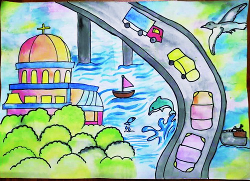 鼓浪屿八卦楼(水粉画)