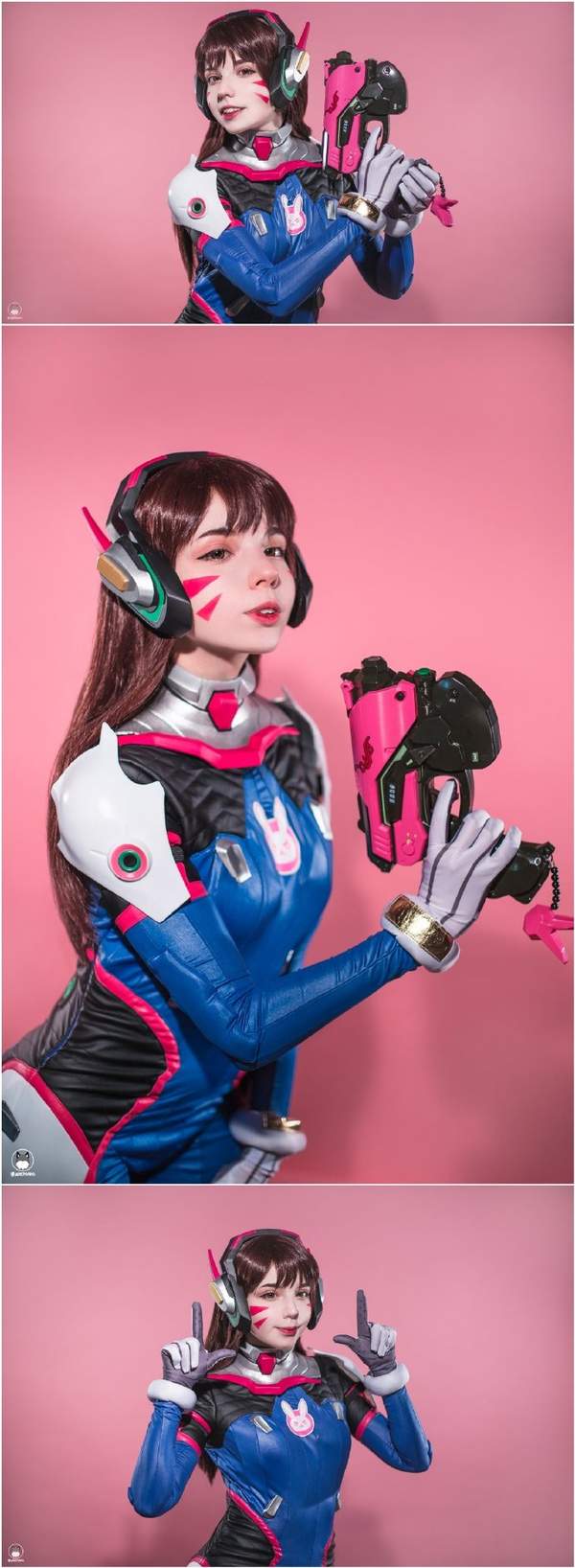美少女cos守望先锋dva萌妹衣衫半露满身伤痕