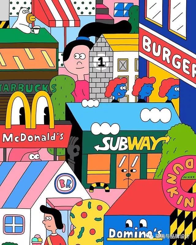 插画丨色彩鲜艳的搞怪小人儿热闹有趣的气氛她的画简直就是好心情制造