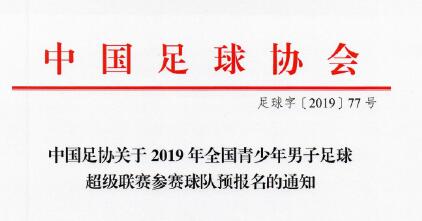 2019青超联赛预报名开启,分U19-U13五个组别