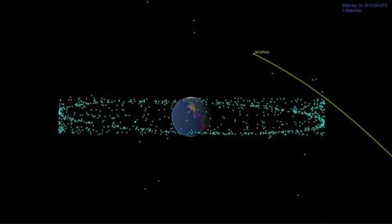 资料图：据外媒报道，代号99942的近地小行星又称阿波菲斯（Apophis），俗称“死神星”。这颗小行星将于2029年在距离地球19000英里（约3万公里）处飞掠，不会直接撞击地球。图片来源：美国宇航局