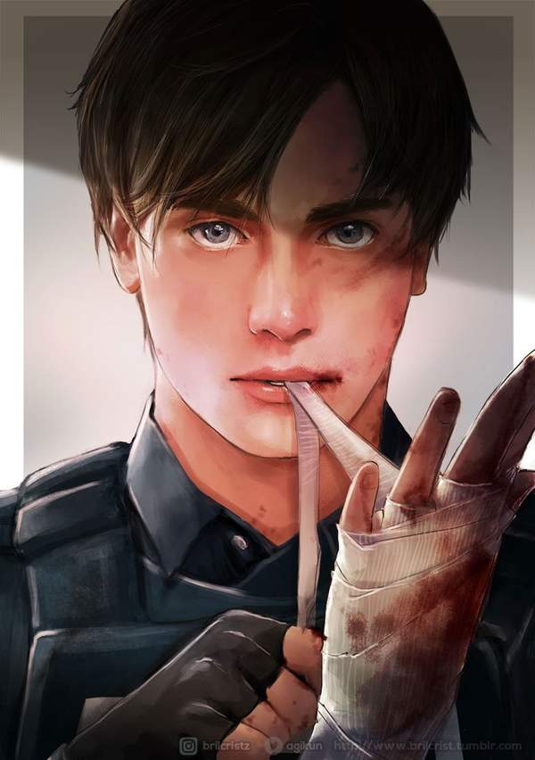 《生化2:重制版》里昂同人画作 "哲学"昂暴秀肌肉