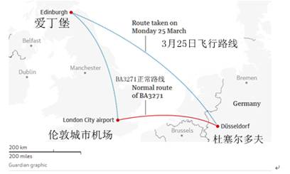 BA3271航线图图片来源：英国卫报