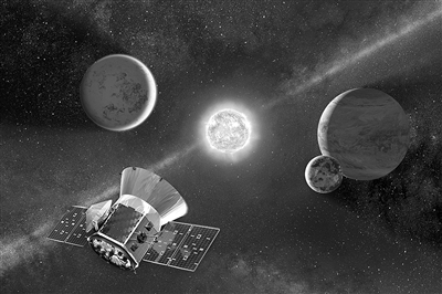 艺术概念图:TESS卫星在观察一颗被多个行星围绕着的矮恒星。图片来源:NASA官网