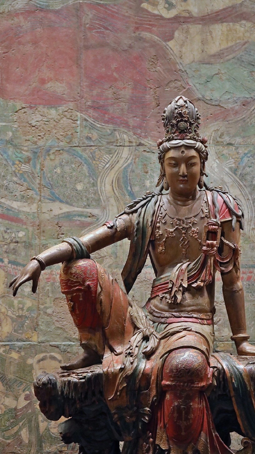 水月观音木雕像(辽代),美国纳尔逊-阿特金斯艺术博物馆收藏