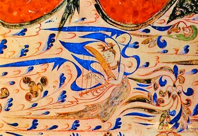 敦煌莫高窟壁画:弹箜篌的飞天 资料图片明·仇英《汉宫春晓图》局部