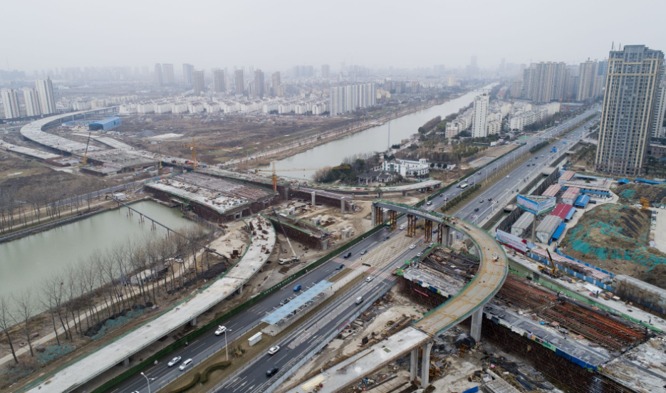 内环高架八亭桥立交施工现场掠影