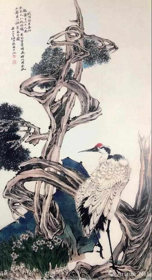 任伯年《松鹤寿柏图》初露求新求变之意