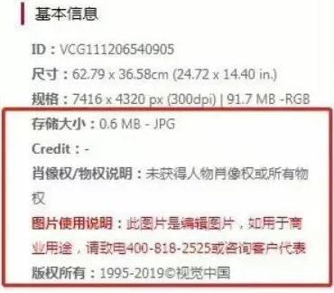 视觉中国官网的版权说明