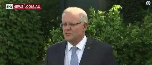 澳总理莫里森在悉尼召开新闻发布会 （现场视频截图）