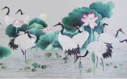 最长湘绣《千鹤图卷》局部