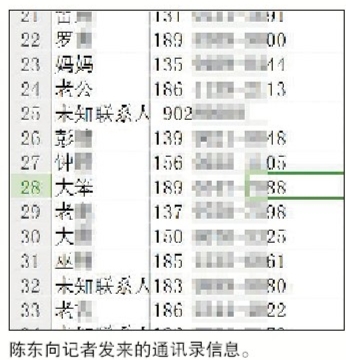 二手手机泄露隐私 陈东与记者的聊天记录,其称电话信息1毛钱一条,购买的话1000条起。