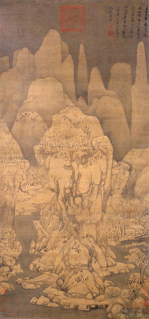 《雪景寒林图》明代吕纪《雪景翎毛图轴》五代荆浩《雪景山水图》清代