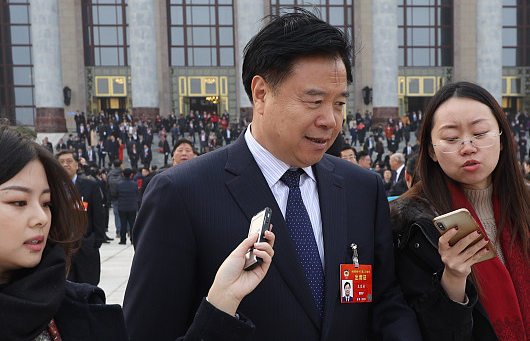 2019年3月3日,北京,全国政协委员、中石油董事长王宜林接受采访。 视觉中国 图