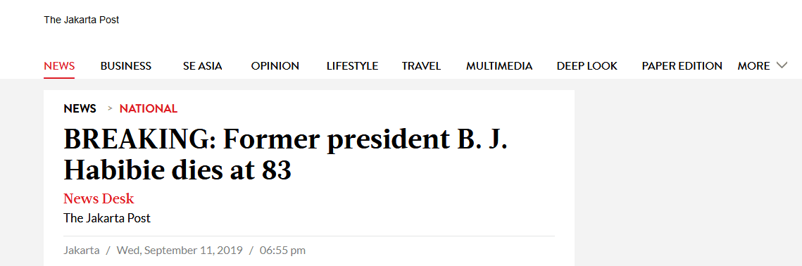 《雅加达邮报》报道截图